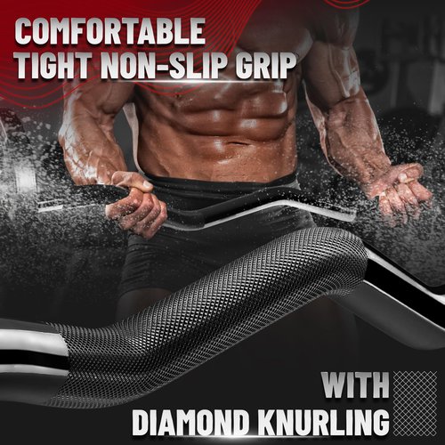 YES4ALL 480lbs Black EZ Curl Bar, 47 Inches Curling Barbell, 1 Inch Weight Lifting Bars for Bicep Tricep, 2 Star Collars