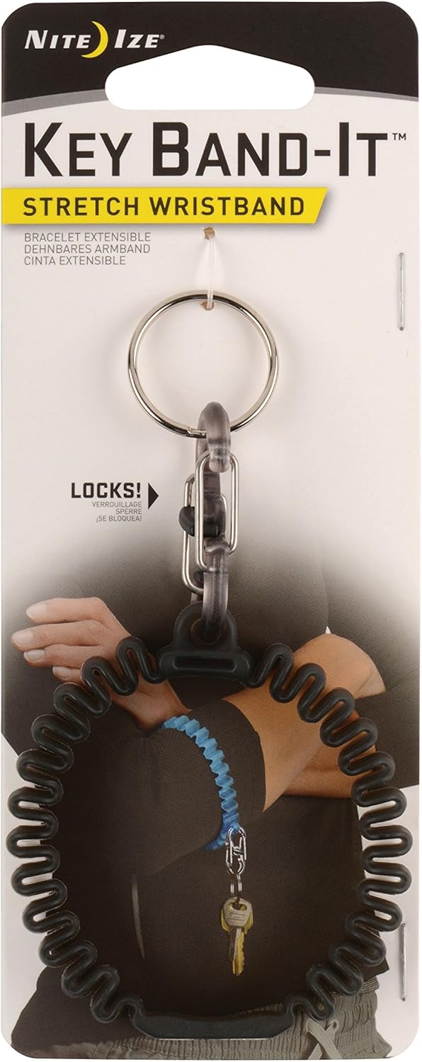 Nite Ize KWB-03-R6 Key Band-It, Stretch Wristband Key Chain With S-Biner Clip, Blue