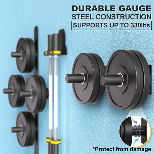 Wall Mounted Weight Plate Holder, Weight Rack Storage for 2" Olympic Weight Plate, Max Weight Capacity 330 lb, Best with Black Powder Coated for Garage Home Gym Strength Training (2 pcs)
