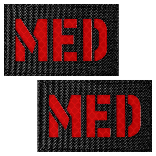IANZE 2Pcs IR Reflective Medic Patches Tactical Military Patches, Infrared IR EMS EMT MED Medical Morale Hook and Loop First Aid Patches Style 2