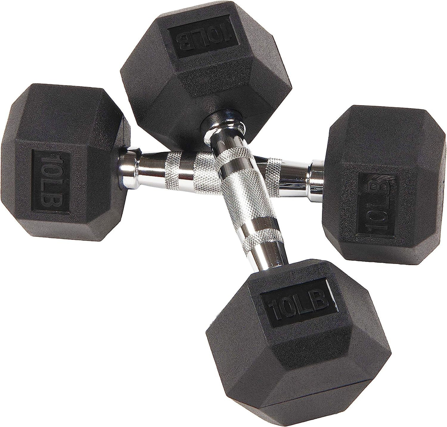 Fitvids Rubber Encased Hex Dumbbell, Set Including 10, 15, 20LB Pairs