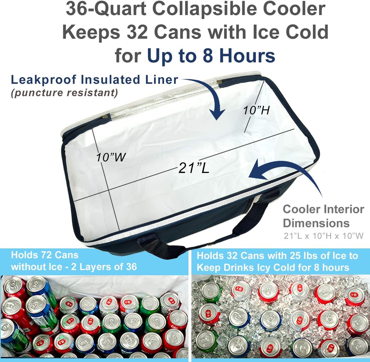 64 Can Leakproof Cooler - Collapsible Semi-Rigid Design for Outdoor Picnics | Picnic at Ascot
