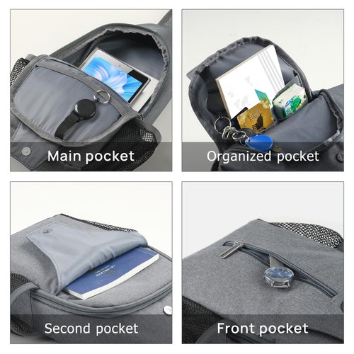 BROADREAM Sling Bag for Men Women Phone Crossbody Bag with Water Bottle Pocket Portable Hiking Daypacks Multifunctional Travel Bag