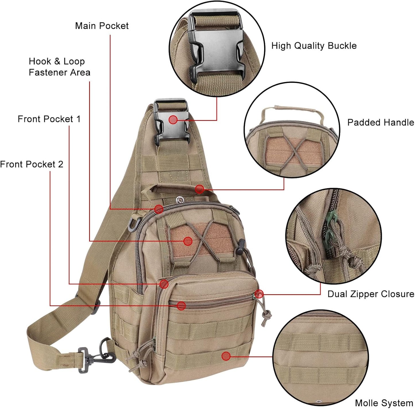 Tactical Waterproof Sling Backpack - Molle Crossbody Chest Bag for Outdoor EDC