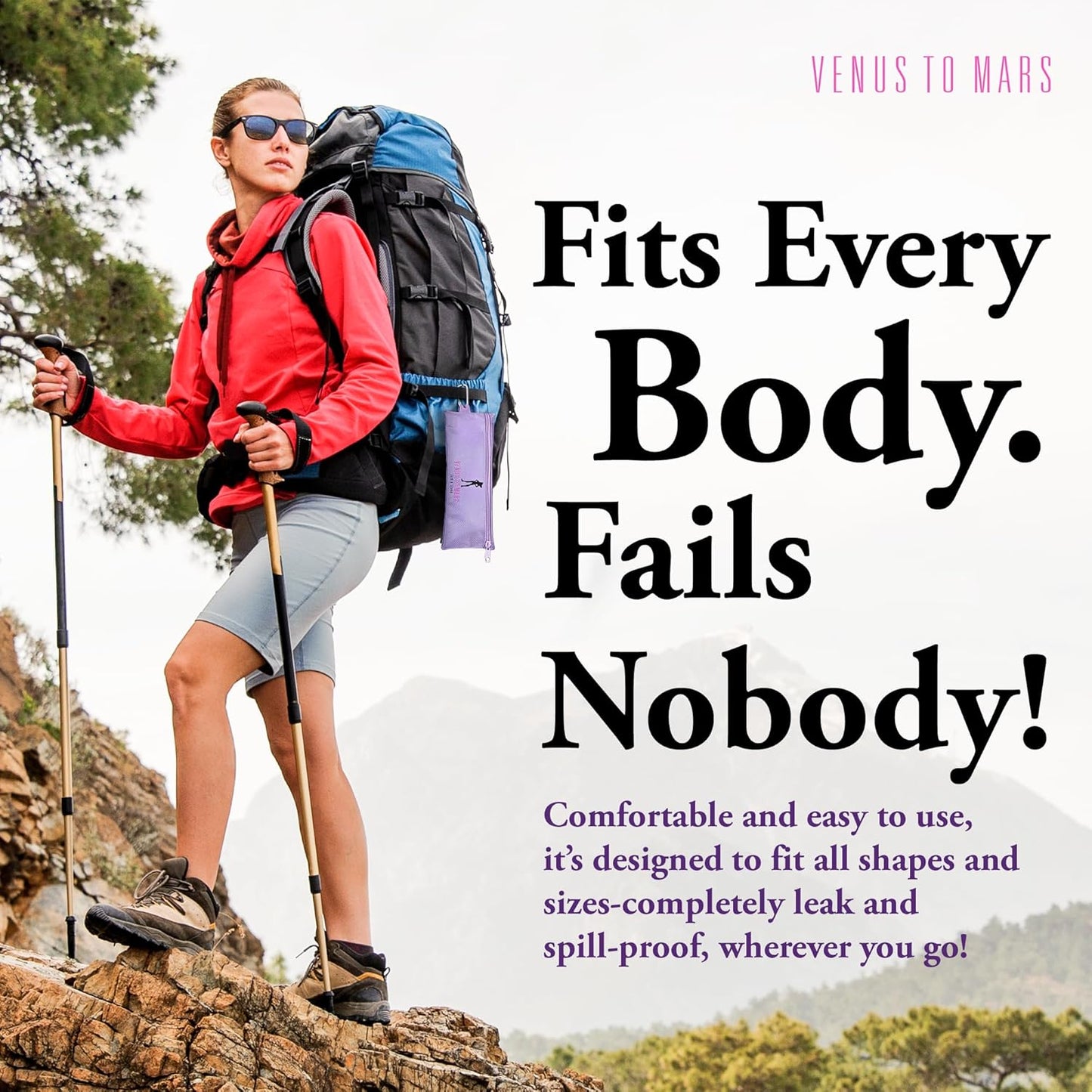 VENUS TO MARS Female Urinal | Female Urination Device | Womens Pee Funnel for Camping - Car - Travel - Festivals - Porta Potty - Outdoor Activities