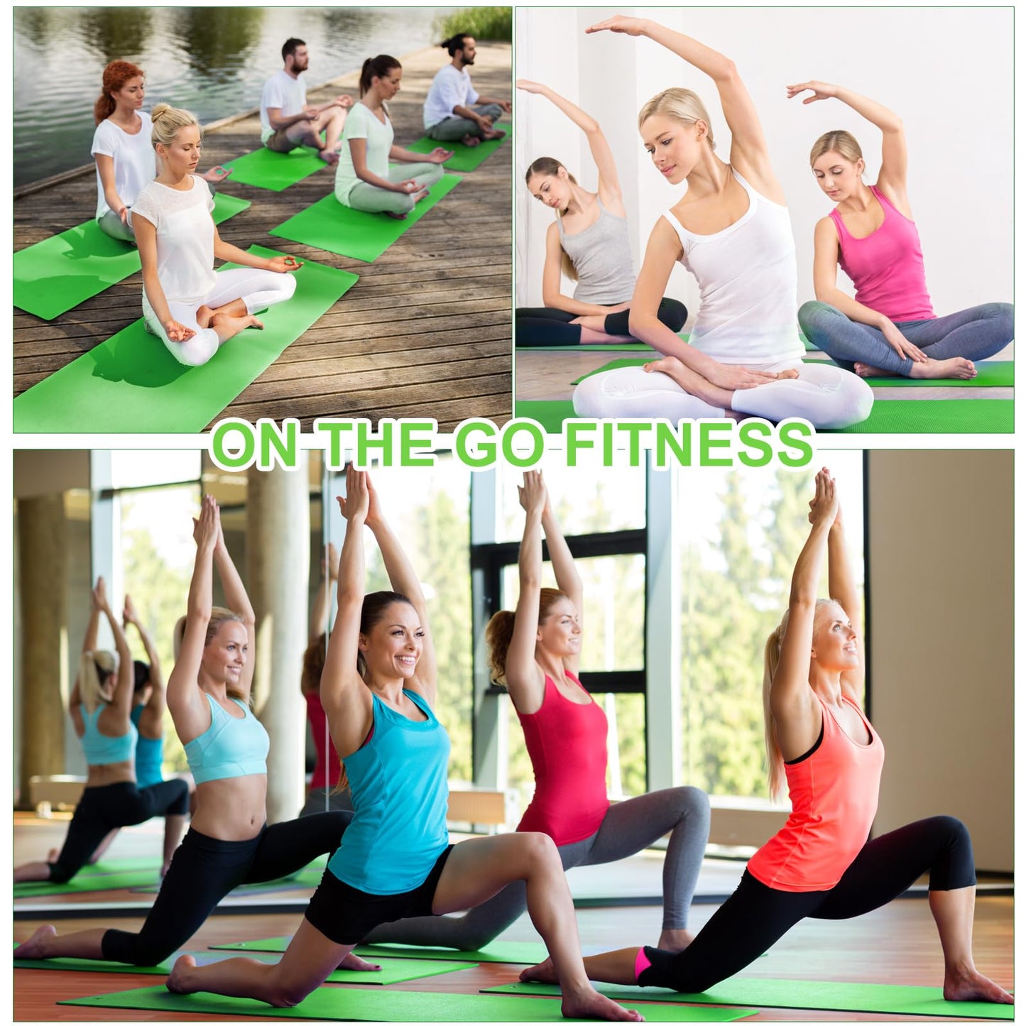 Funtery 24 Pcs 3 mm Thick Yoga Mat Bulk Exercise Workout Mat Non Slip Fitness Yoga Pad for Women Gym Home Pilates(Green)