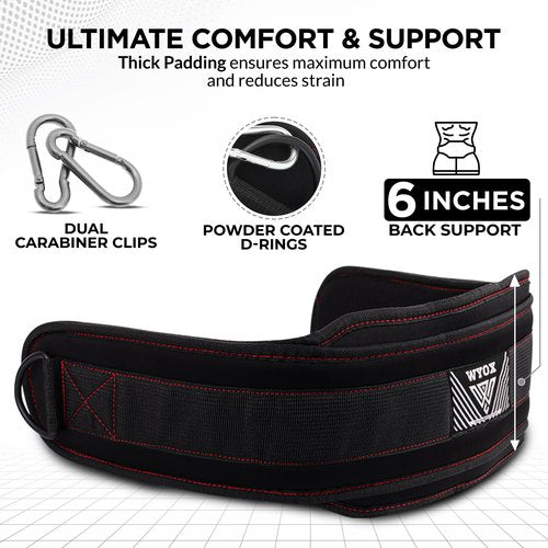 WYOX Dip Belt for Weightlifting – Weight Belt with Chain for Pullups, Gym Lifting Belt for Powerlifting, Squats, Bodybuilding, Heavy Duty Steel, and Workout Belt with Comfortable Neoprene Support