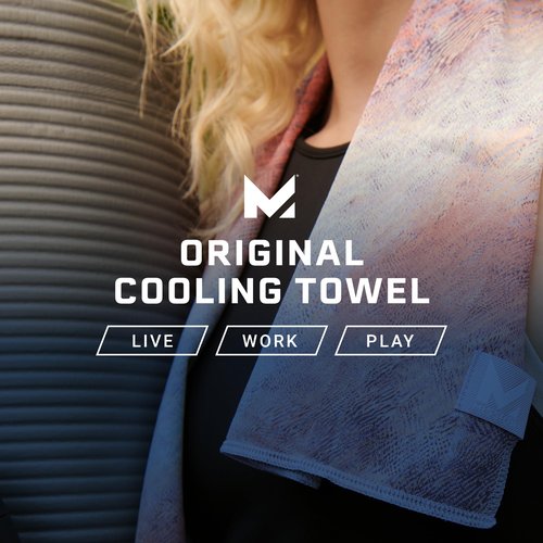 MISSION Original Cooling Towel, Junglebird Bluebell - Soft, Durable Microfiber - Cools Up to 2 Hours - UPF 50 Sun Protection - Machine Washable