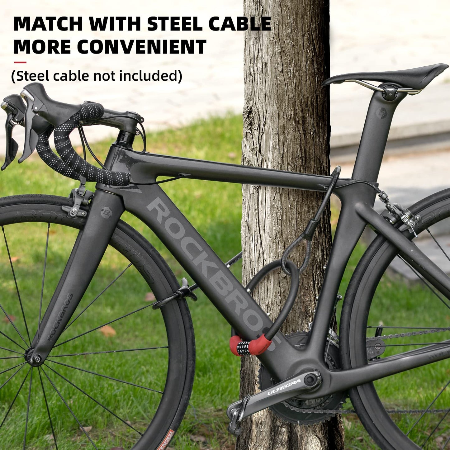 ROCKBROS Bike Lock 5 Digit Cable Lock Lightweight Bicycle Lock Bike Lock Combination Portable Lock for Bike