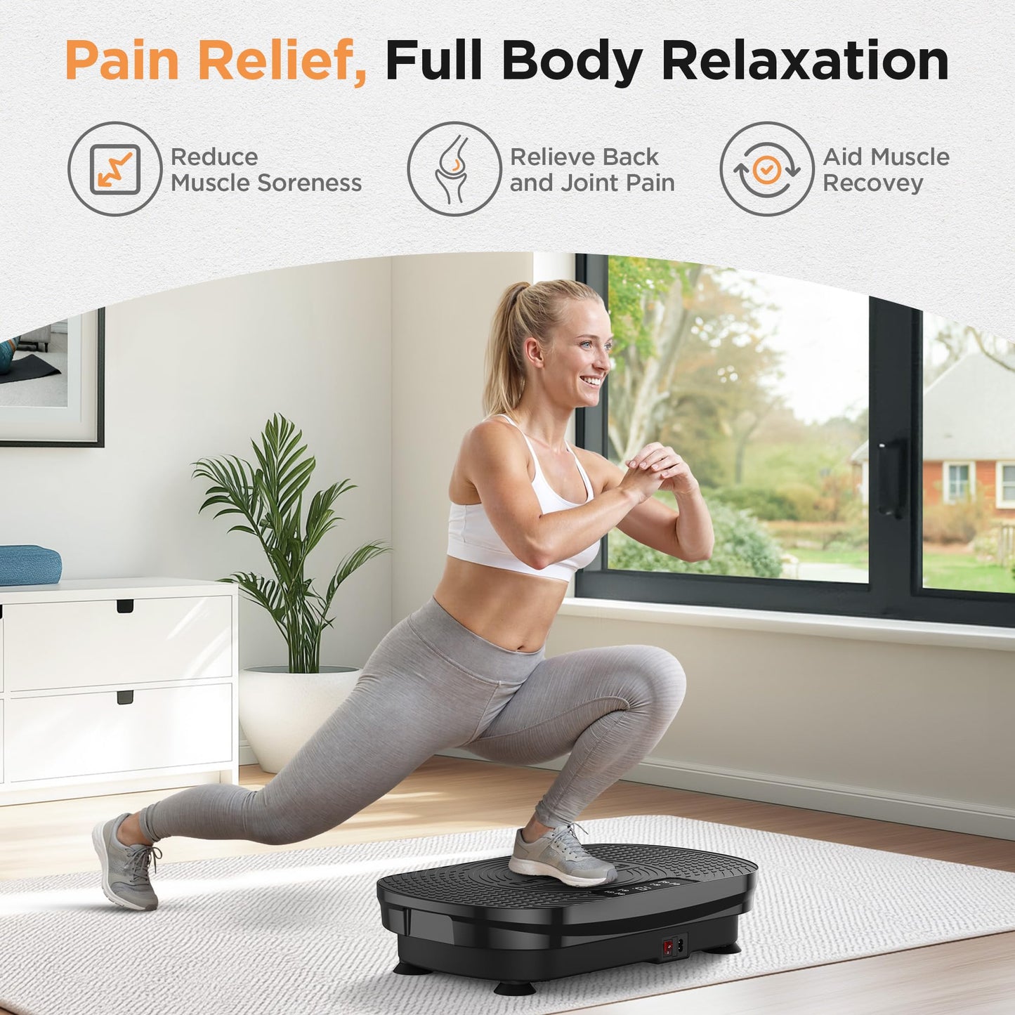 FEIERDUN Vibration Plate Exercise Machine, Vibration Plate for Lymphatic Drainage, Power Plate Vibration Platform for Weight Loss, Toning & Wellness-Black