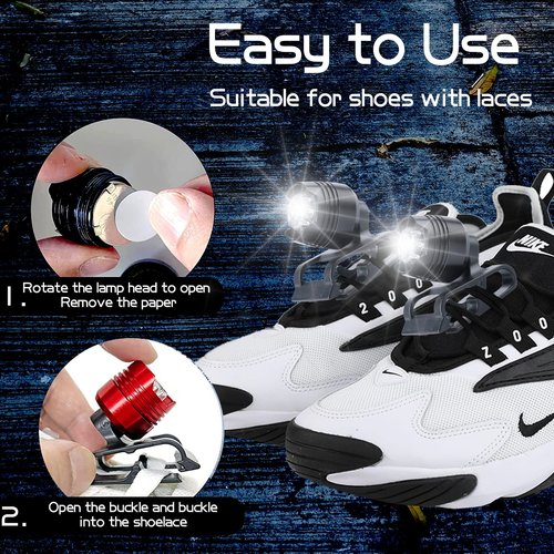 outtip Runner Running Lights, 2pcs IPX5 Waterproof Shoe Headlights, Walking at Night Light for Running Shoes & Croc - for Dog Walking, Camping, Jogging, Suitable for Kids & Adults (Yellow)