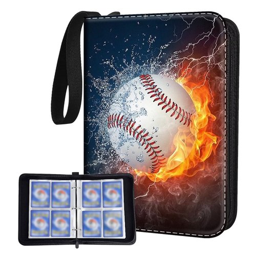 Bebomne Baseball Card Binder Holder 480 Pockets with 60 Removable Sleeves, Portable Sports Trading Cards Binder Album Collector Organizer Protectors with Zipper,Waterproof