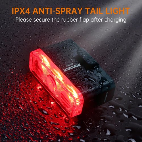 RAVEMEN TR350 Bike Tail Light, 350 Lumens Rear Bike Light with Brake Sensor Auto On Off for Night and Daytime Riding