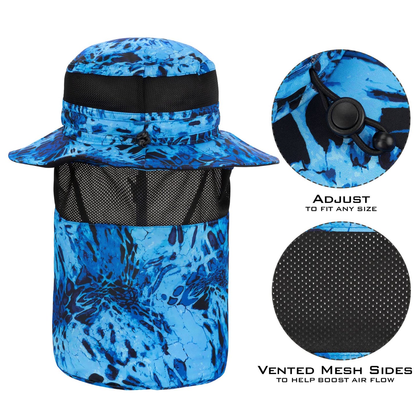 KastKing UPF 50 Boonie Hat Fishing Hat with Removable Neck Flap Sun Hats,Shoreline