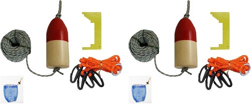 2-Pack of KUFA Crab Trap Accessory Kit (100' Lead Core Rope, Caliper,Harness,Bait Case & 11" Red/White Float) CAQ1x2