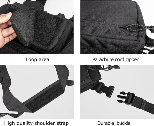 BOMTURN Tactical Chest Rig Waterproof Micro Chest Rigs 1000D Adjustable Detachable Modular Molle Chest Rig Mag Carrier