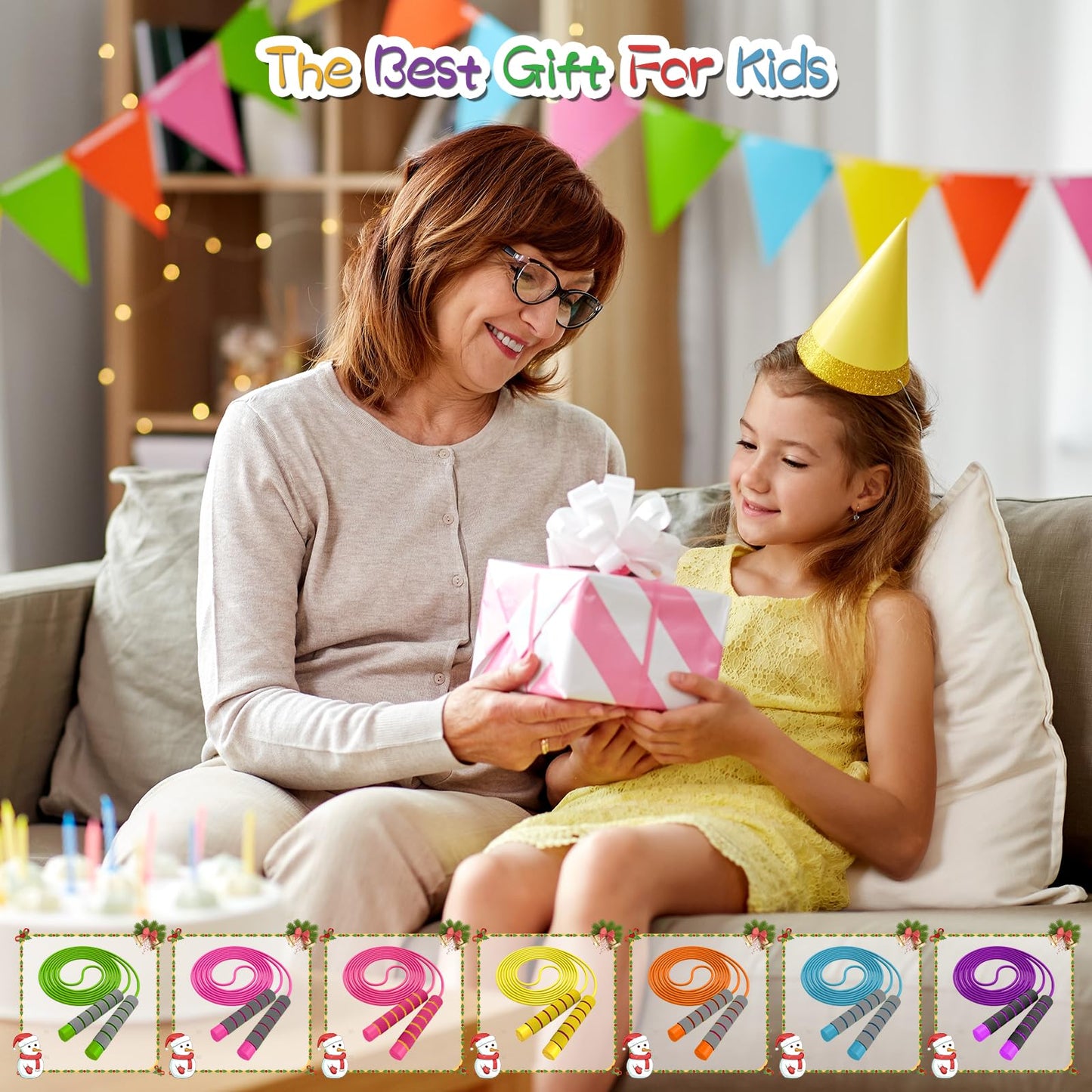 Adjustable Soft Skipping Rope - Toddler Jump Rope With Skin-Friendly Foam Handles For Kids, Boys, Girls, Women, Men - Exercise Activity, Outdoor Fitness