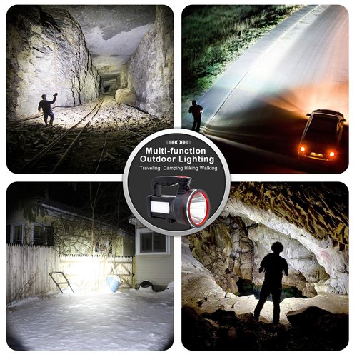 BIGSUN Spotlight Flashlight, 12800 mAh Rechargeable Flashlights High Lumens, Bright Flashlight, Outdoor Waterproof Camping Search Light Tactical Torch for Emergency, Boat, Hunting (Expolrar 2)