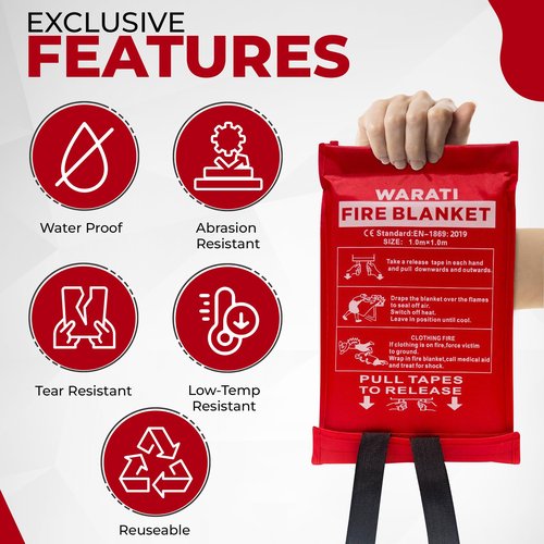 [Pack of 2] Fire Blanket w/ 2 Hooks –Reusable, Flame-Retardant, Tear-Resistant Safety Cover –Capable of withstanding Upto 1076°F (580°C) - Heavy-Duty fire Blankets Emergency for Home,Car - Outdoor