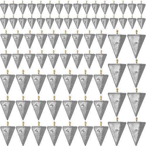 Zhanmai 42 Pcs Fishing Weights Sinker Kit Rig Fishing Weights Sinker Weights Pyramid Sinker Saltwater Fishing Sinkers Bass Fishing Casting in 1 oz, 3 oz, 4 oz, 6 oz