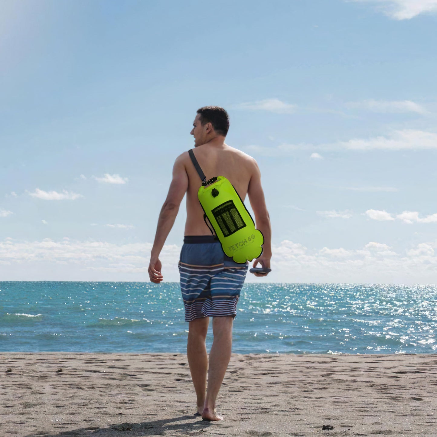 Fetch 50 Swim Buoy Dry Bag | Double Chamber Dry Bag with Handles, Nutrition Pouch and Whistle | Flourcesent Yellow Swimming Tow Float