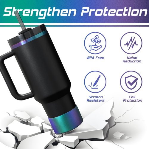 VIKIZUES Chameleon Gradient Matte Luster Silicone Boot, Compatible with Stanley Tumblers 20-40oz and 12-24oz Water Bottles with 2.8-3in Base, Anti-Slip Glitter Bottom Protector (Jungle Green)