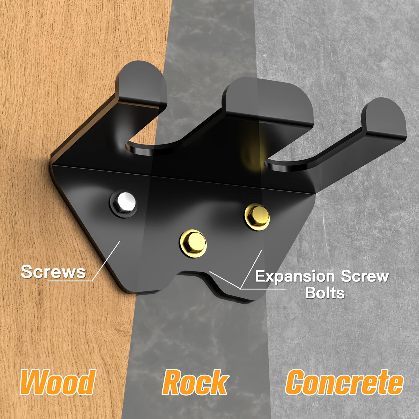 APLUGTEK Olympic Barbell Rack, Home Gym Bar Holder, Black Vertical Wall Mount, Bar Hanger with Rubber Pad, Space Saver Commercial or Garage Gym Accessories, Holds Under 33mm Bar Size (2 Hooks)