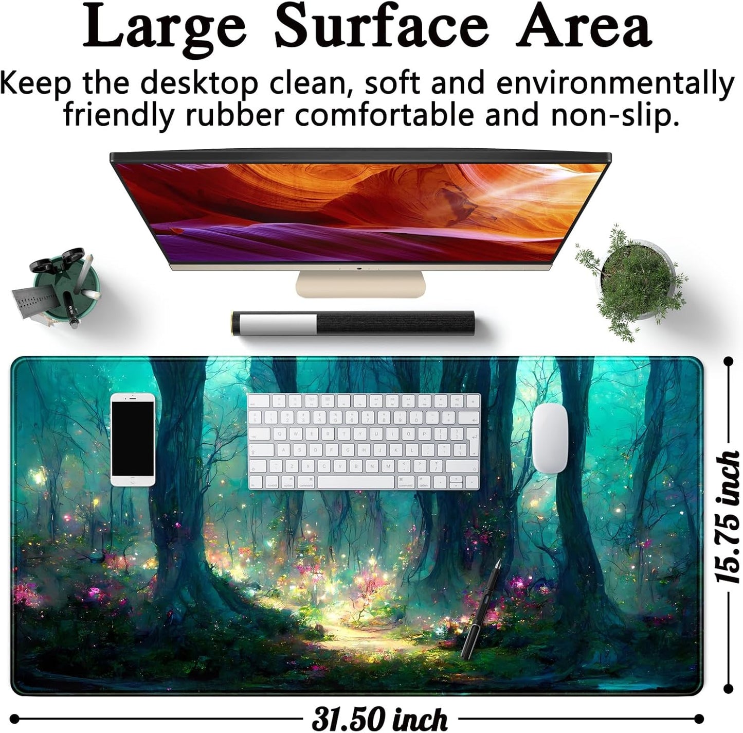 Japanese Desk Mat Riverside Full Moon Desk Pad Black Red Large Mouse Pad Gaming Mousepad Extended XXL Keyboard Pad 31.5 x 15.7 in Laptop Computer Mouse Keyboard Mat for Office Desk Decor