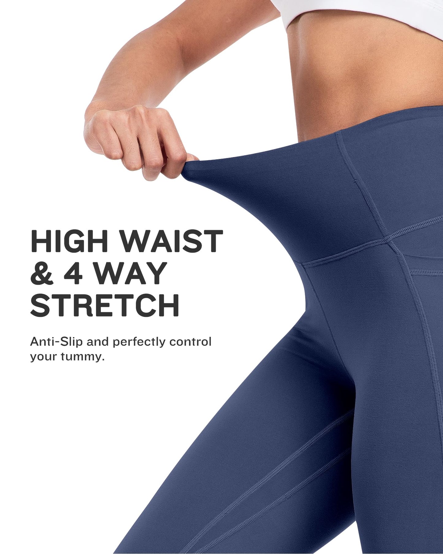 NORMOV 4 Packs Yoga Leggings with Pockets for Women, Soft High Waisted Tummy Control Workout Pants(Black/Dark Gray/Burgundy/Navy,XL)