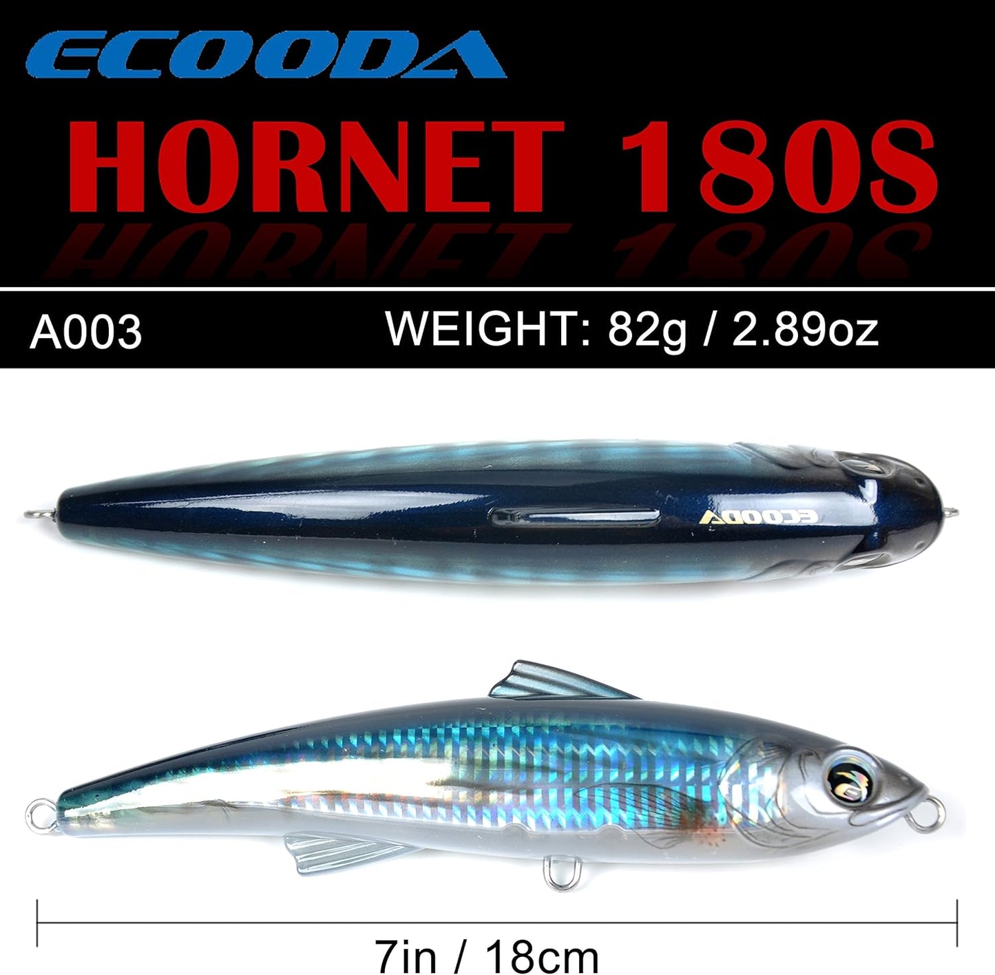 Hornet Saltwater Fishing Lure 2.9oz 7in Topwater Popper Hard Bait Floating Pencil Lure for Kingfish/Tuna/Mackerel/Marlin/Mahi Mahi Offshore Trolling Onshore Floating Crankbait