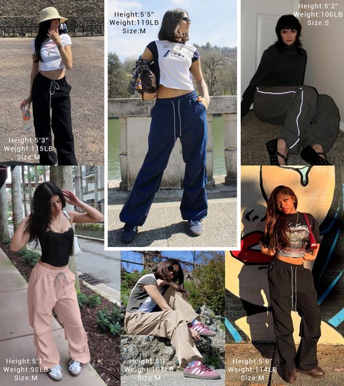Bakyarder Women's Casual Parachute Pants Long Baggy Hiking Lightweight Drawstring Elastic Waist Wide Leg Track Trousers Y2K Streetwear Reflective Strips Pants Pink X-Large