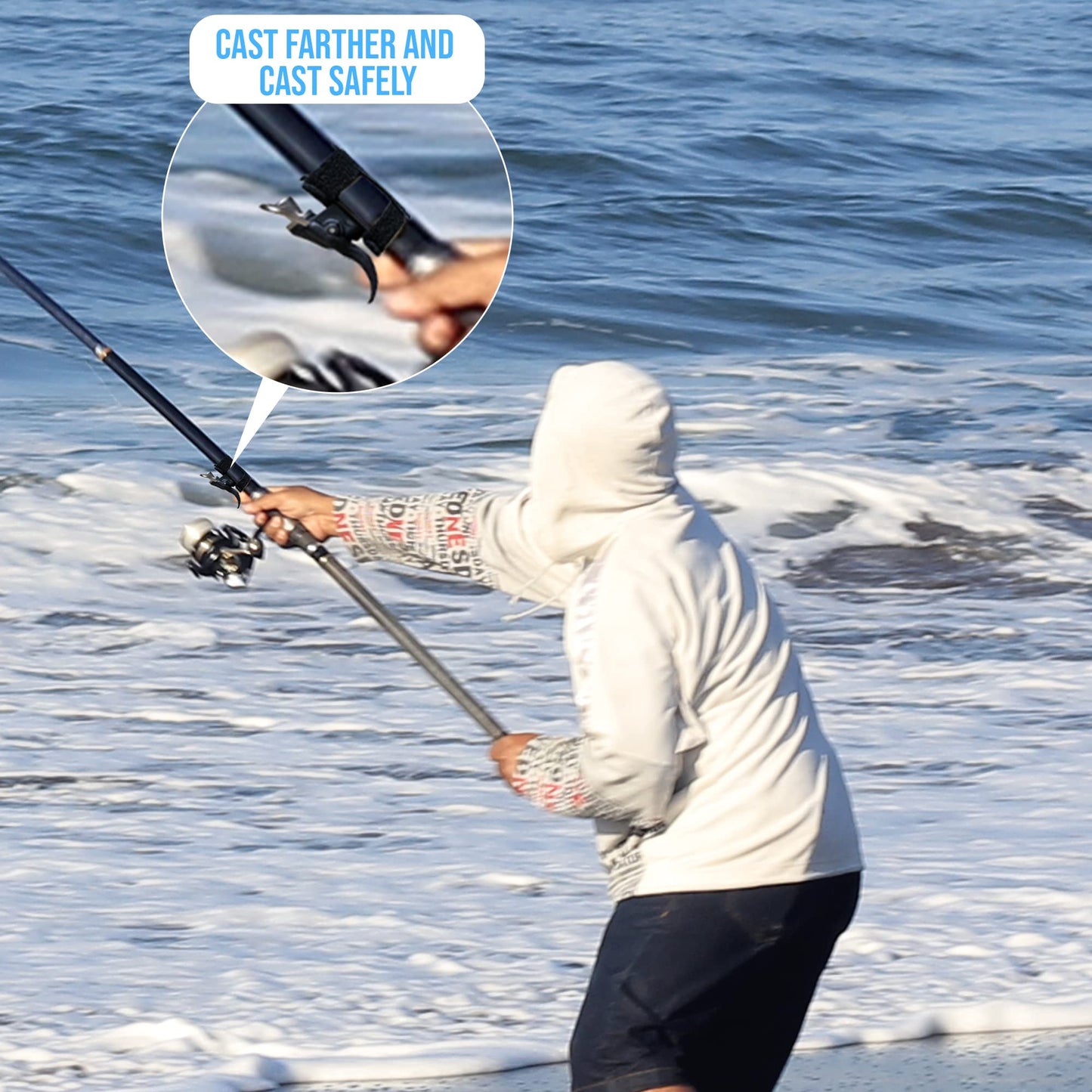 Fishernomics Cast Cannon Surf Fishing Trigger Aid – Breakaway Bait Cannon Launcher, Protect Fingers & Hands, Durable Material for Smooth Casting – Easy to Use & Cast Farther (Pack of 2)