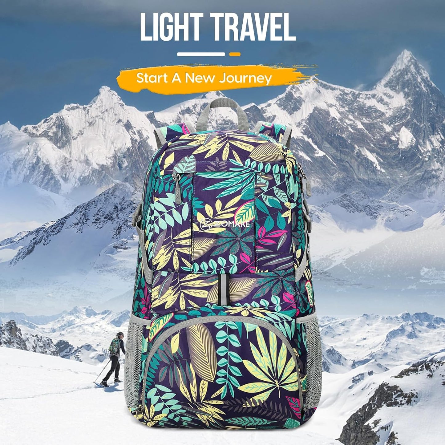 ZOMAKE Lightweight Packable Backpack 35L, Light Foldable Backpacks Water Resistant Collapsible Hiking Bag, Compact Folding Day Pack for Travel Camping(Black)