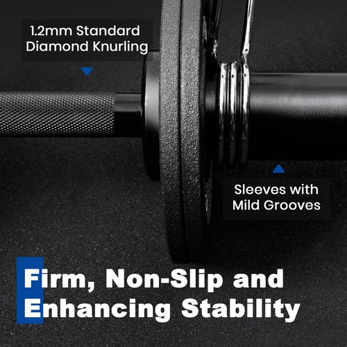 LIONSCOOL 16"Loadable Dumbbells Pairs, Olympic Dumbbell Bar/Handle for Strength Training, Compatible with 2’’ Standard Plates (Overall Black)