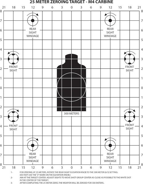 M4 Carbine 25 Meter Zeroing Target on EZ Peel Notepad