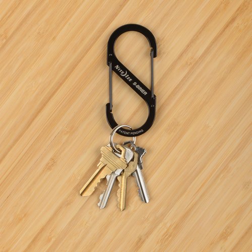 Nite Ize S-Biner Stainless Steel Dual Carabiner - Multi Purpose Dual Carabiner Clip - Great for Camping Supplies & Hiking Essentials - Secure Key Holder - Size 4, Black (5 Pack)