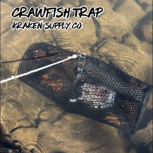 KRAKEN SUPPLY CO 2 Pack - Crawfish Trap Crawdads Crayfish Trap Torpedo Heavy Duty Bait Trap Steel Mesh Wire Black with Clip Two-Piece Durable (2 Pack)