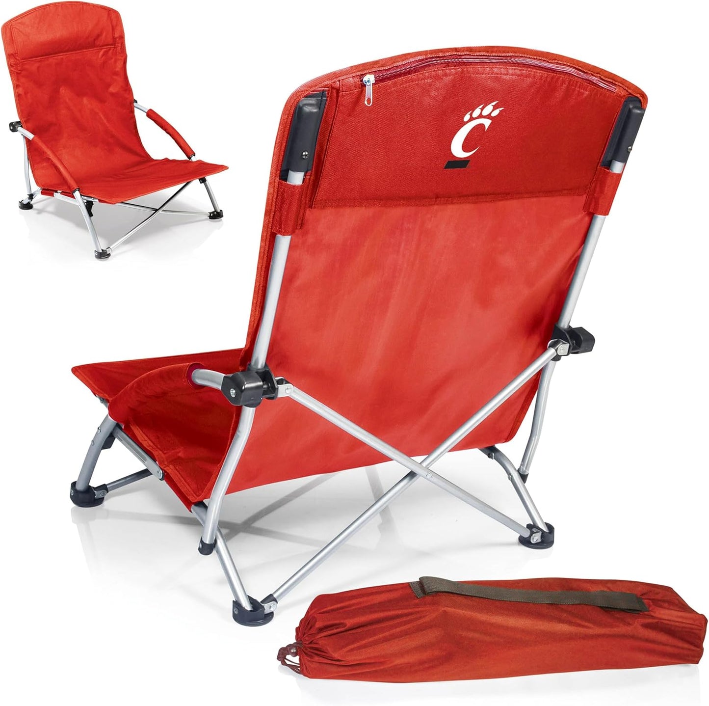PICNIC TIME NCAA Tranquility Beach Chair with Carry Bag - Low Beach Chair for Adults - Low Lawn Chair