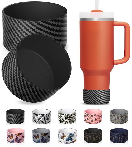 KTKUDY 2Pcs Silicone Boot for Stanley Quencher Tumbler H2.0 30 oz 40 oz & IceFlow 20 oz 30 oz & intended for Hydro Flask Water Bottle 12-24 oz - Cup Bottom Accessories Fits Simple Modern 40 oz Tumbler