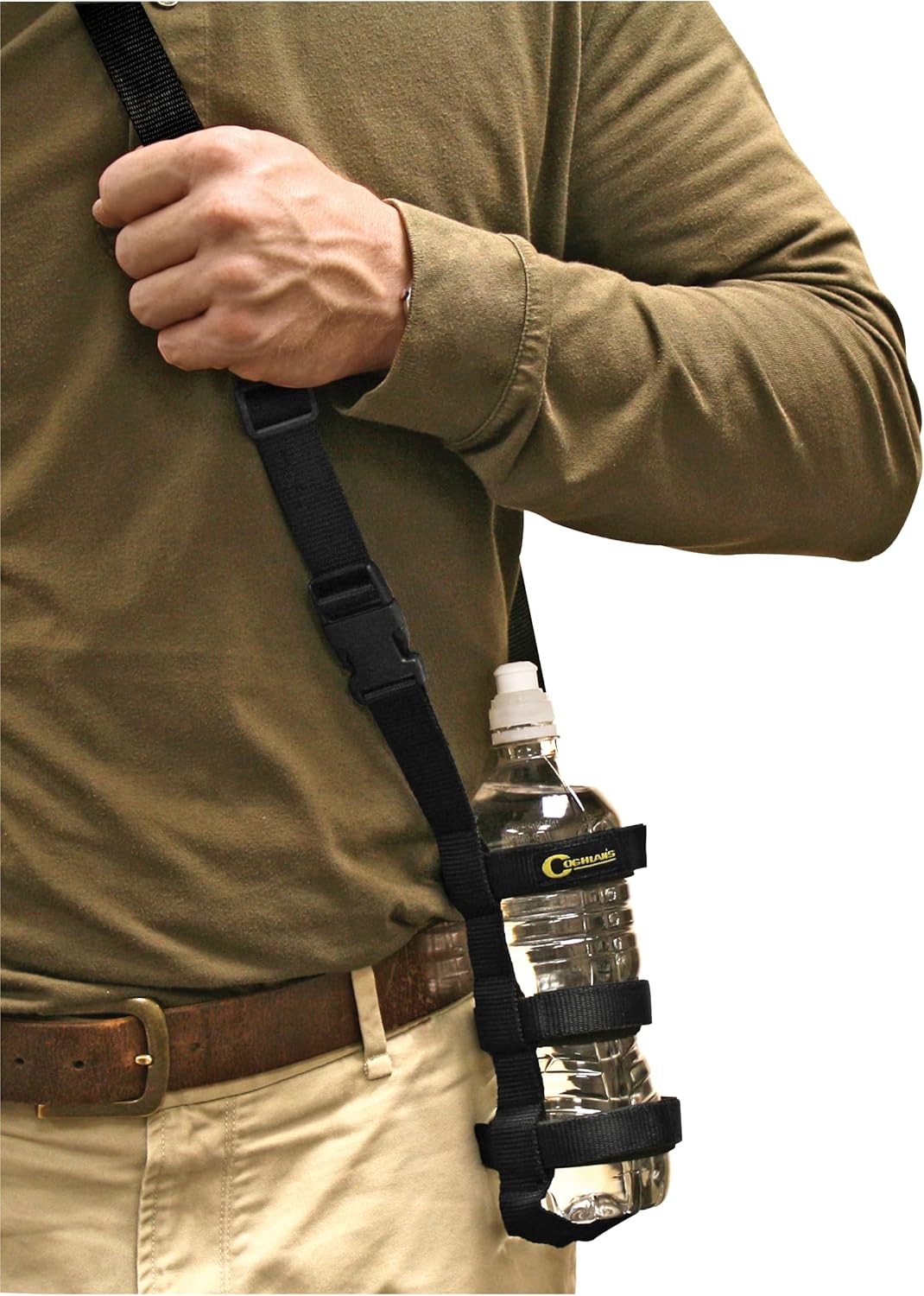 Coghlan's Bottle Carrier - Adjustable Shoulder Strap, Hook and Loop Straps, and Quick-Release Buckle – Fits Various Bottle Sizes for Hands-Free Hydration