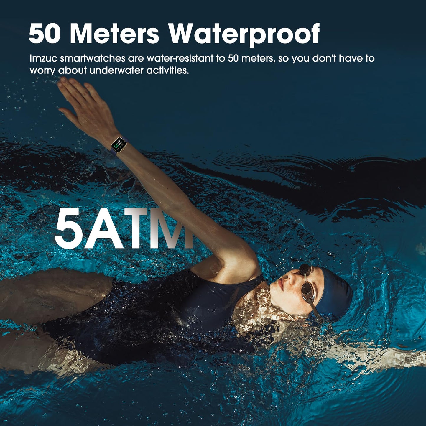 Imzuc Smart Watch for Women Men, Fitness Tracker Watch with Heart Rate Monitor, Sleep, 5ATM Waterproof Smartwatch Sports Watch Compatible with Android iOS Phones Step Calories Counter