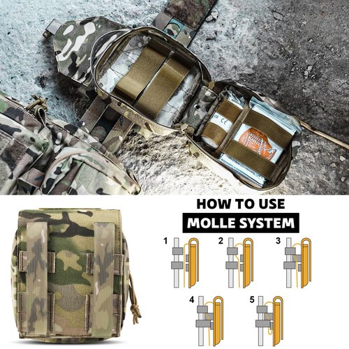CASONMMAX Tactical Medical Pouch，Rip Away Ifak Pouches,Tear Off First Aid EMT MOLLE Trauma Kit EDC Bag. (MC)