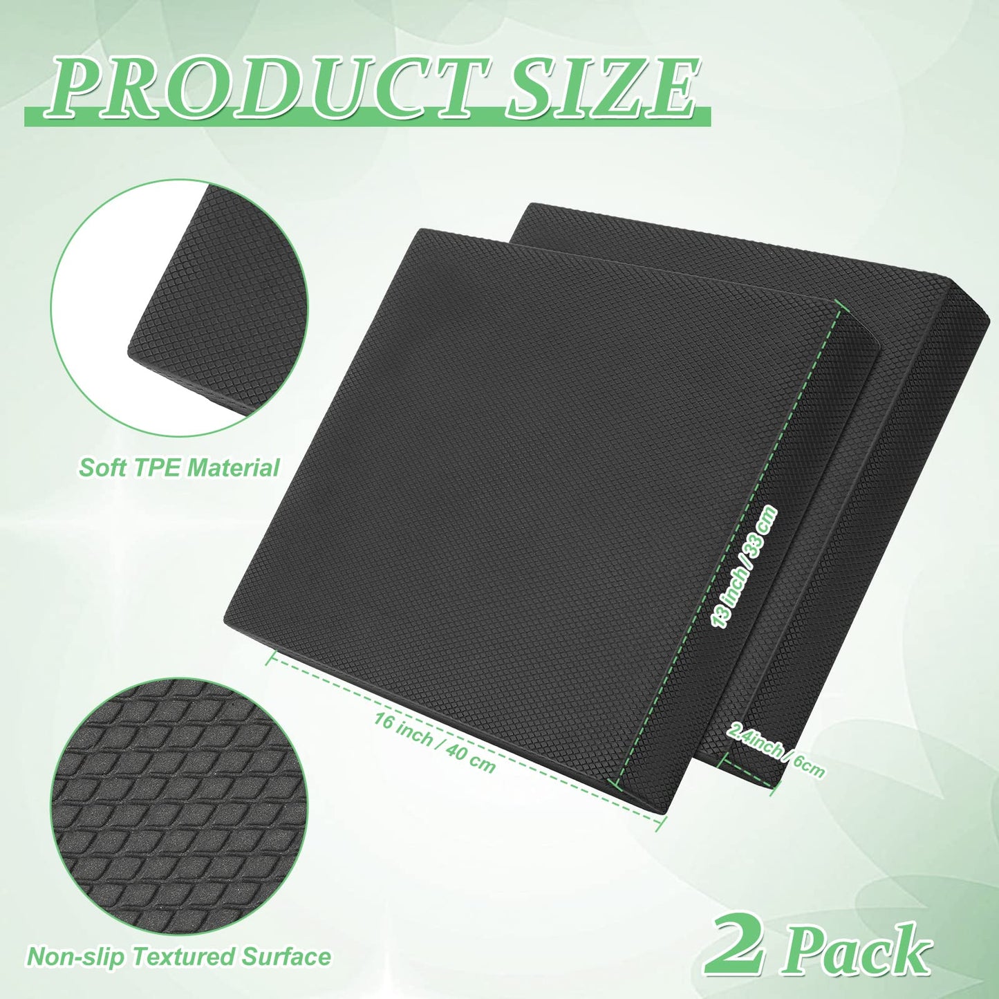 Hungdao 2 Pcs Balance Pad Thick Foam Yoga Core Training Exercise Pad for Adults Physical Therapy Fitness Stability Workout Knee Ankle Strength Training Home Work Floor(16 x 13 x 2 Inches,Black)