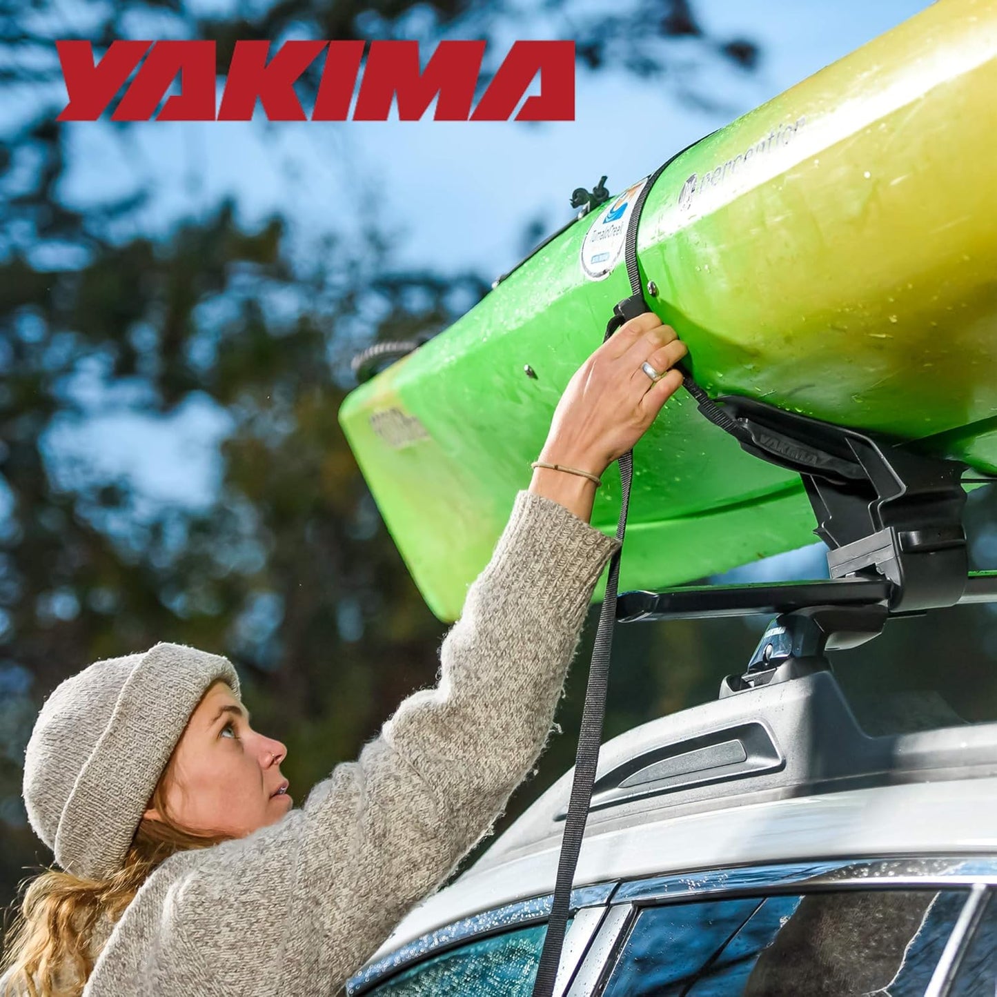 YAKIMA, DeckHand Roof Mounted Boat Rack for Vehicles, One Size Set of Mounts