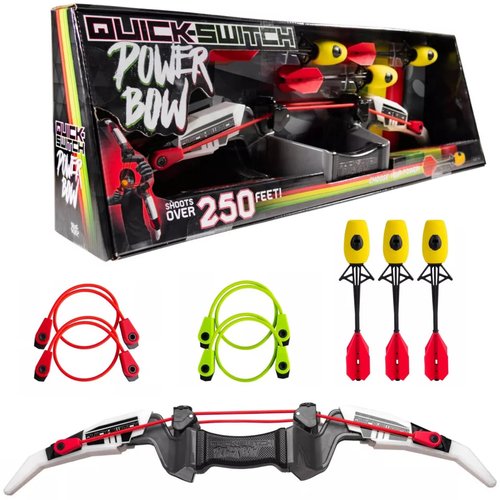 Hog Wild Bow and Arrow Set With 4 Quick Switch Bungees with 2 Power Levels + 3 Foam Arrows - Shoots Arrows Over 250 Feet - Indoor/Outdoor Archery Toy Gift for Kids Age 14+ - Left & Right Hand Friendly