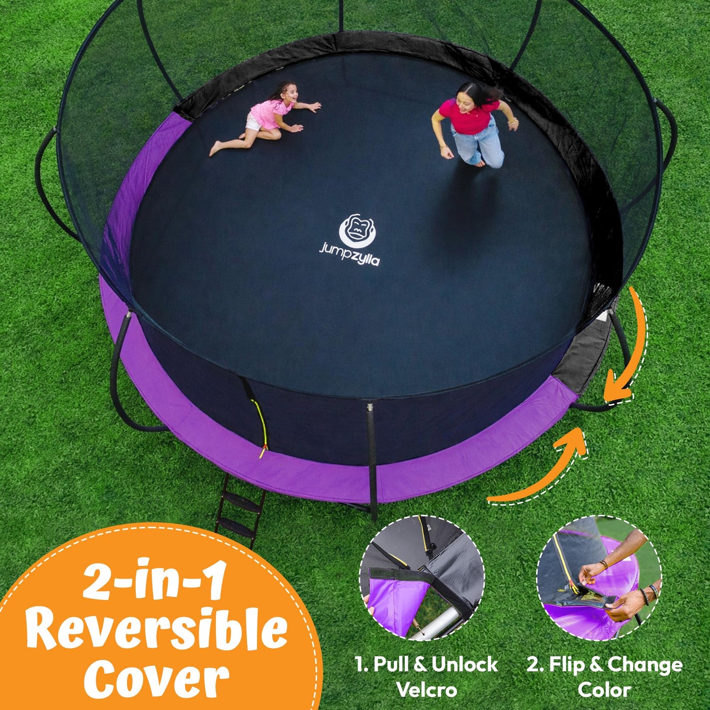JUMPZYLLA Outdoor Trampoline with Net for Kids 10FT 12FT 14FT 15FT 16FT