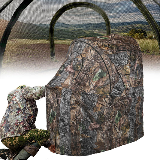 FUNHORUN Hunting Chair Blind, See Through Ground Blind for Hunting, Portable 1 Person Camouflage Chair Tent with Carrying Bag