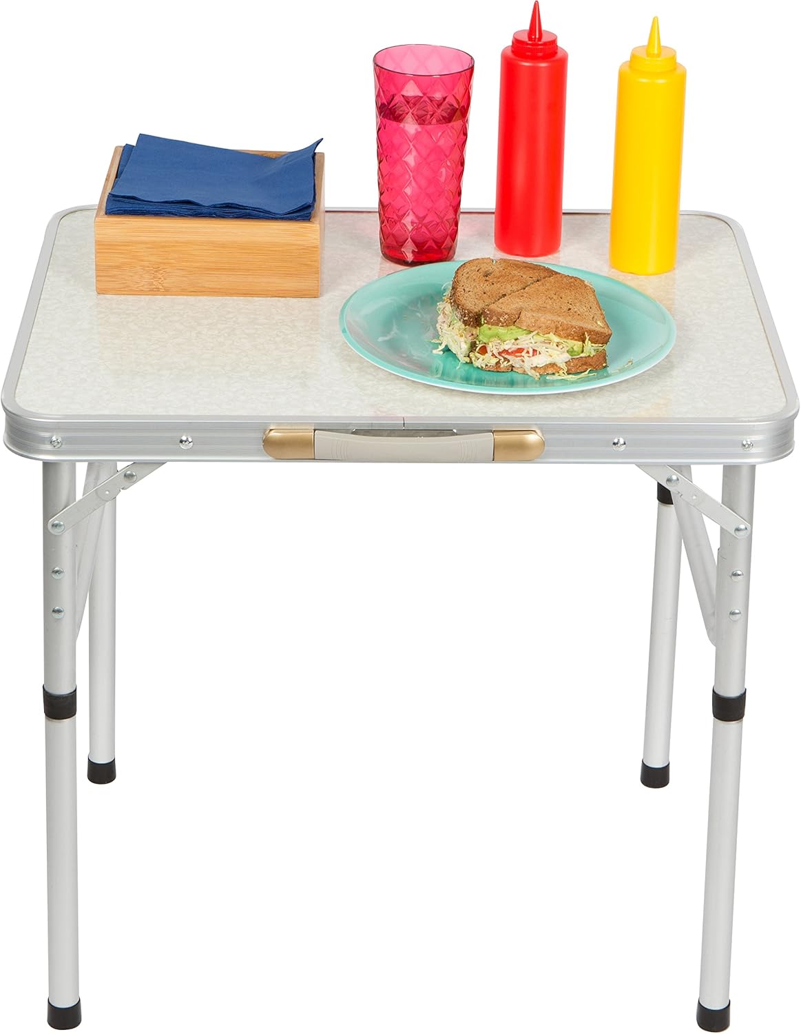 Aluminum Portable Folding Camp Table With Carry Handle - By Trademark Innovations, White