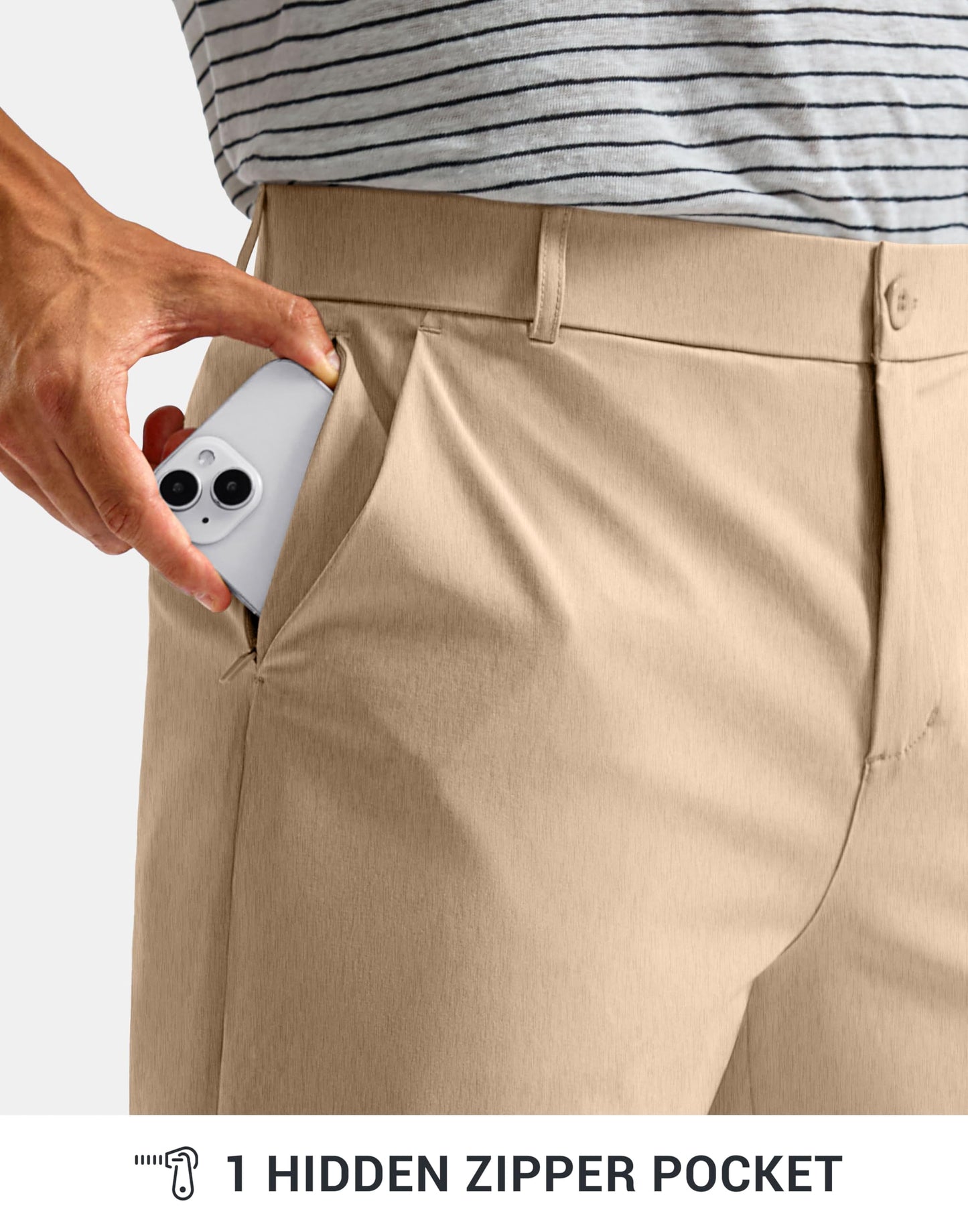 G Gradual Men's Golf Pants with 5 Pockets 30"/32"/34" Lightweight Quick Dry Stretch Work Dress Pants Casual Slacks for Men(Khaki,W34 L32)
