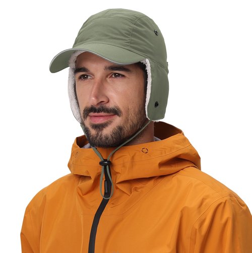 Connectyle Men's Sherpa-Lined Baseball Cap Water-Resistant Winter Hat Reflective Adjustable Sports Hat Light Army Green